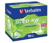 CD-RW Verbatim 80 min. 8-12x, jewel box, 10 ks