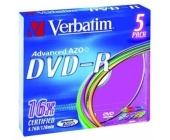 DVD-R Verbatim 4,7 GB, 16x, slim box, balen 5 ks