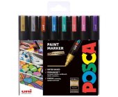 Popisova Posca PC-5M, akrylov, 2,5 mm, metalick, 8 ks